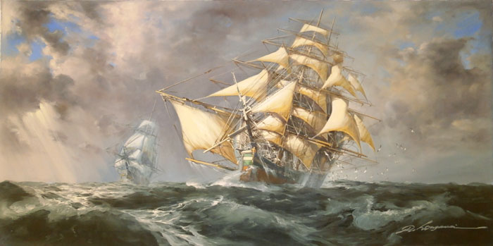帆船 海 絵画 油絵 風景 ヨーロッパ 絵画販売専門の東京日本橋トライアンフギャラリー