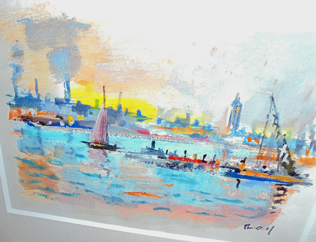 パブレーヌ、パリの風景、高級画集画、版上サイン入 新品額付