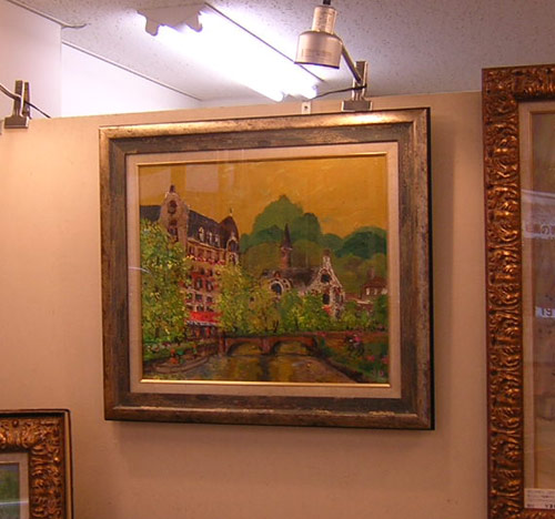 臼井幸彦画伯 油彩画 パリの街並み F4号