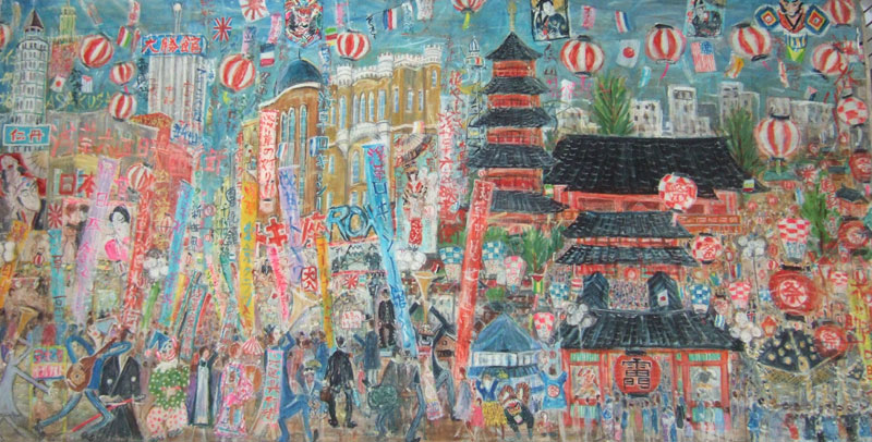 スケールモデル 新作 絵画 509 油絵/風景/東京の街景/浅草橋/神田川柳橋/P15号（旧 絵画